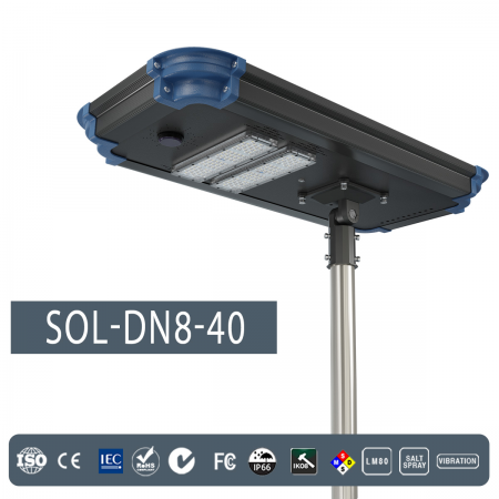 SOLARIS, Lampă stradală fotovoltaică, LED 40 W 6000 K, Modul fotovoltaic 50 Wp, Senzor de mișcare, Garanția 5 ani